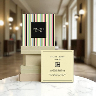 Minimalistische Farbige Streifen Retro QR-Code Bäc Quadratische Visitenkarte