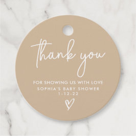 Minimalistische Farbtöne moderne Babydusche Boho Geschenkanhänger