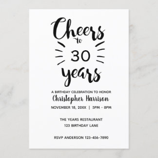 Minimalistische Feier bis 30 Jahre Geburtstag Einladung