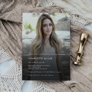 Minimalistische Feier-des-Lebens-Begräbnis-Foto Einladung