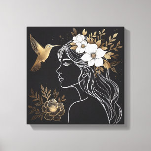 Minimalistische feminine Wandkunst mit goldenem Bo Leinwanddruck