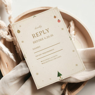 Minimalistische Festliche Goldene Wintereinfachhei RSVP Karte