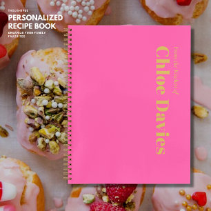 Minimalistische, fett rosa und goldene Monogramm N Notizbuch