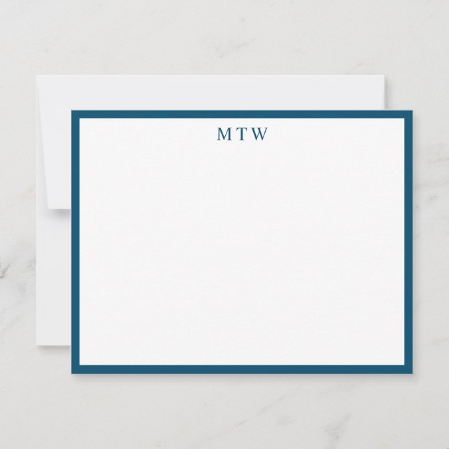 Minimalistische fette Navy Blue Square Border Mono Mitteilungskarte (Vorderseite)