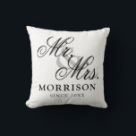 Minimalistische flämische Elegant Script Mr. and M Kissen<br><div class="desc">Flämisch Minimalistisches,  elegantes Script Mr. und Mrs. Throw Pillow. Das ist ein einfaches und minimalistisches Design-Kissen mit einem eleganten,  maßgeschneiderten Skript,  können Sie Familienname und Hochzeitstag,  festes Jahr,  etc. hinzufügen. Dies ist ein perfektes Geschenk für Neuvermählte neue Zuhause.</div>