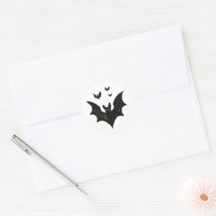 Minimalistische Fledermaus – Tintenpinsel-Hallowee Runder Aufkleber