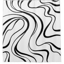 Minimalistische fließende Linien Kunst Duschvorhän