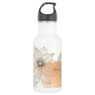 Minimalistische Floral Line Neutralfarben Wasserfl Edelstahlflasche