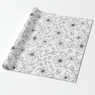 Minimalistische Floral-Linien nahtloses Muster (1) Geschenkpapier