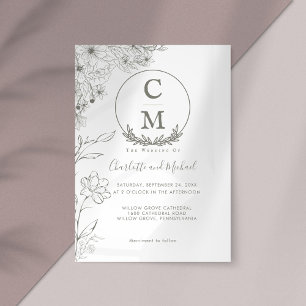 Minimalistische Floral Monogram Wedding Einladung