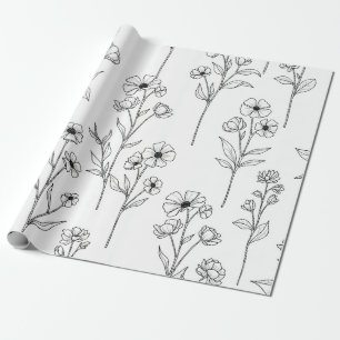 Minimalistische Floral nahtlose Linienmuster (2) Geschenkpapier