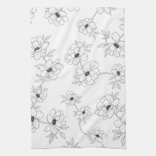 Minimalistische Floral nahtlose Linienmuster (3) Geschirrtuch