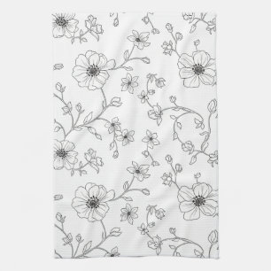 Minimalistische Floral nahtlose Linienmuster (4) Geschirrtuch