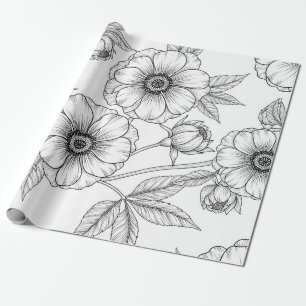 Minimalistische Floral nahtlose Linienmuster (5) Geschenkpapier