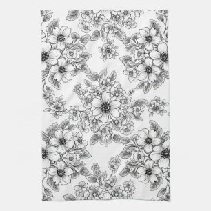 Minimalistische Floral nahtlose Linienmuster (6) Geschirrtuch