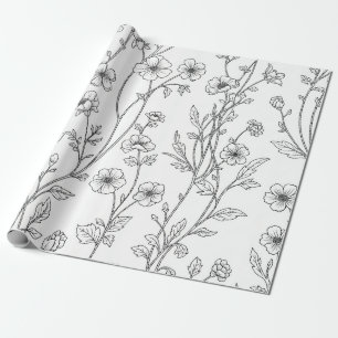 Minimalistische Floral nahtlose Linienmuster (7) Geschenkpapier