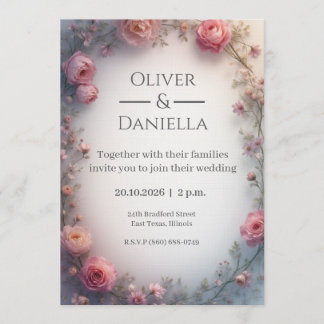 Minimalistische florale christliche Hochzeitseinla Einladung