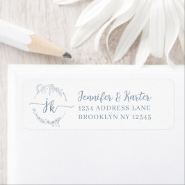 Minimalistische florale Dusty Blue Monogram