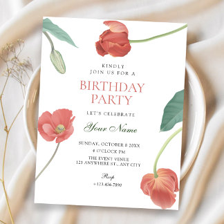 Minimalistische florale elegante Geburtstag Einladung