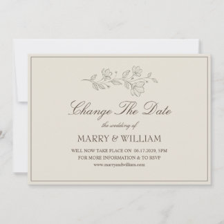 Minimalistische Florale Hochzeit Änderung der Datu Einladung