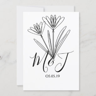 Minimalistische florale Linienkunst-Botanik-Hochze Einladung