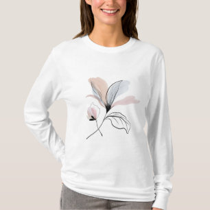 Minimalistische Florale Linienkunst Weiche Wasserf T-Shirt