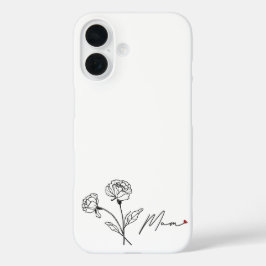 Minimalistische florale Mama Geschenk mit Herz iPhone 16 Hülle