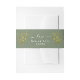 Minimalistische florale Sage-Grün-Monogramm-Hochze Einladungsbanderole