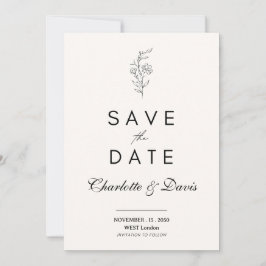 Minimalistische florale Save the Date-Karte Einladung