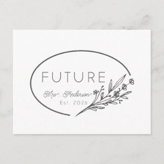 Minimalistische Florale Zukunft Frau Est 2026 Hoch Ankündigungspostkarte