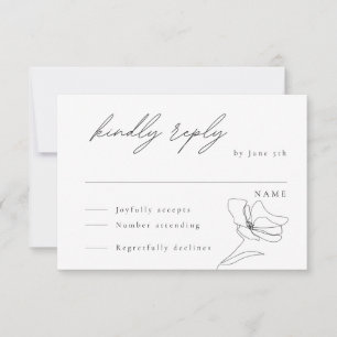 Minimalistische Floralinline Kunstkarte RSVP Karte