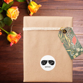 Minimalistische Fly Girl Typografie, Aviator-Sonne Runder Aufkleber