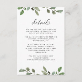 Minimalistische Foliage | Angaben zum Hochzeitgast Begleitkarte