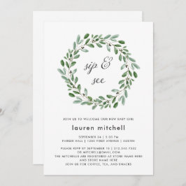 Minimalistische Foliage | Baby Sip and See Einladung