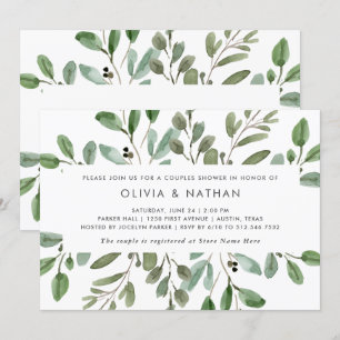 Minimalistische Foliage Dusche für Paare Einladung