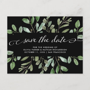 Minimalistische Foliage   Hochzeit Save the Date Ankündigungspostkarte
