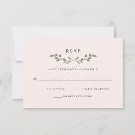 Minimalistische Foliage | Rosa Hochzeit RSVP Karte