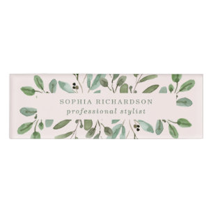 Minimalistische Foliage Rosa Rosa Namenschild