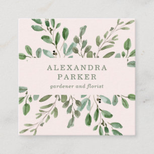 Minimalistische Foliage  Rosa Rosa Quadratische Visitenkarte