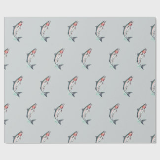 Minimalistische Folk-Art-Lachs-Angel-Verpackungspa Geschenkpapier