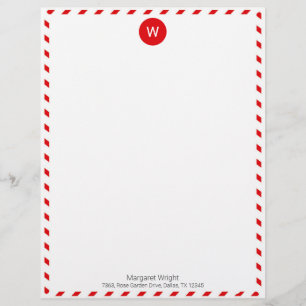 Minimalistische formale Red Air Mail Mit Monogramm Briefbogen