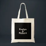 Minimalistische formelle Black Wedding Tote Tasche<br><div class="desc">Diese elegante schwarze Hochzeitstasche ist perfekt für eine rustikale Hochzeit. Das Design besticht durch einen schönen Schriftart in schwarzem Hintergrund,  der Ihre Veranstaltung verzieren wird.</div>