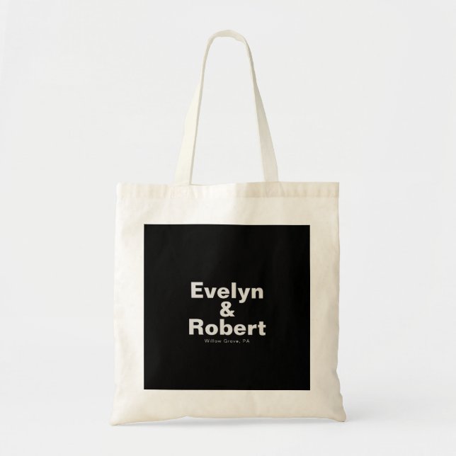 Minimalistische formelle Black Wedding Tote Tasche (Vorne)