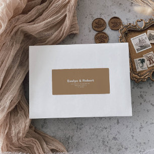 Minimalistische formelle Braun-Hochzeit Adressaufkleber
