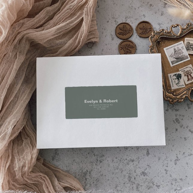 Minimalistische formelle Grüne Hochzeit Adressaufkleber (Von Creator hochgeladen)