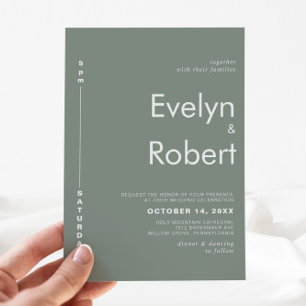 Minimalistische formelle Grüne Hochzeit Einladung