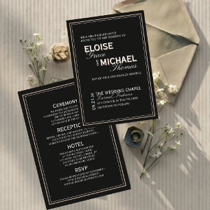 Minimalistische formelle Hochzeit im Smoking-Stil Folieneinladung