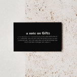 Minimalistische formelle Schwarze Hochzeit wünsche Begleitkarte<br><div class="desc">Diese minimalistische formale schwarze Hochzeit wünschen gut Gehäuse Karte ist perfekt für eine rustikale Hochzeit. Das Design besticht durch einen schönen Schriftart in schwarzem Hintergrund,  der Ihre Veranstaltung verzieren wird.</div>