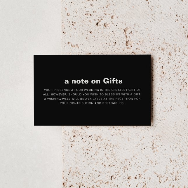 Minimalistische formelle Schwarze Hochzeit wünsche Begleitkarte (Von Creator hochgeladen)