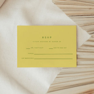 Minimalistische formelle Zitronengelb- und Grün-Ho RSVP Karte